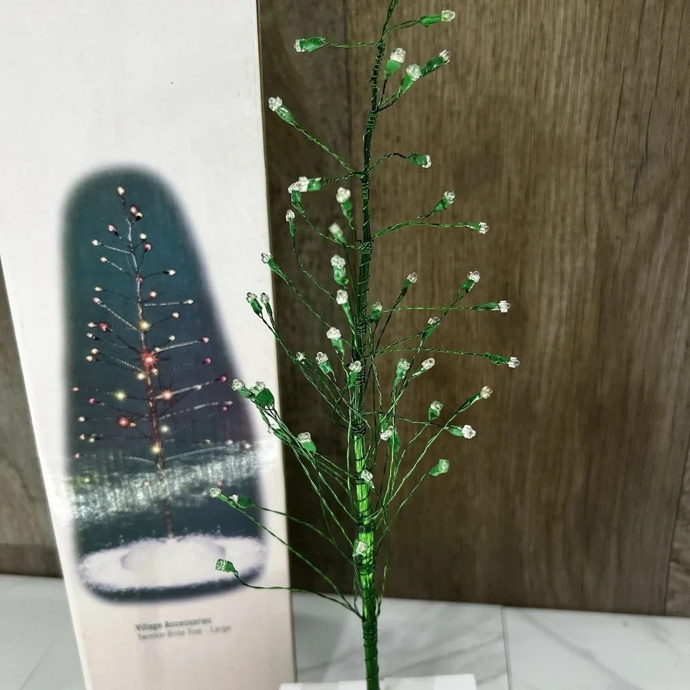 Department 56 Village Accessory LARGE Twinkle Brite Trees Set of 2 MULTICOLOR